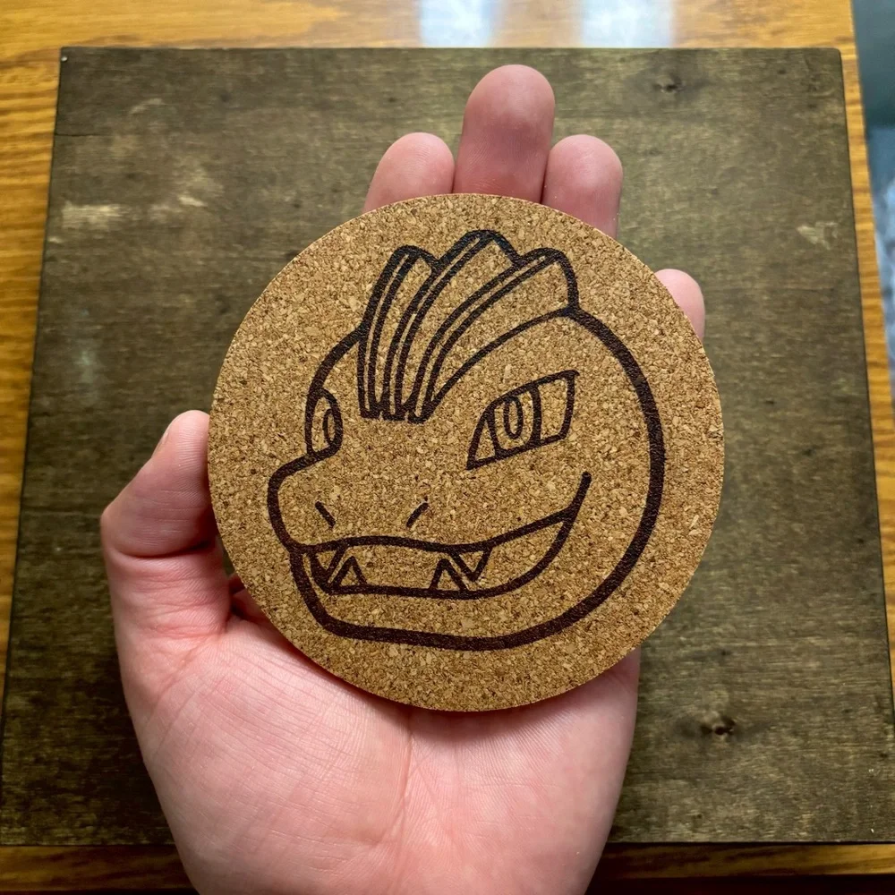 Pokemon Machoke Face Laser Engraved Cork Coaster